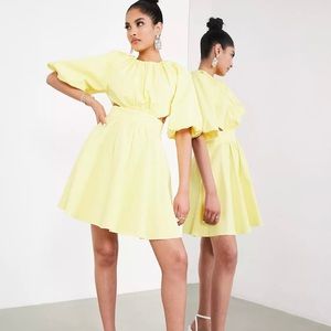 ASOS Puff Sleeve Dress with Cut Out Back